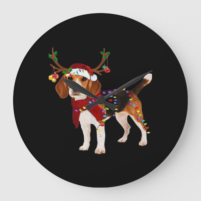 beagle dog christmas Classic T-Shirt Large Clock (Front)