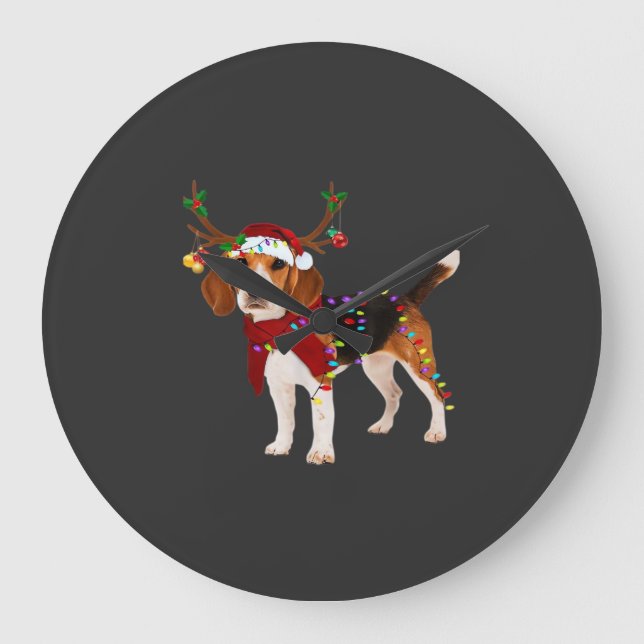 beagle dog christmas Classic T-Shirt Large Clock (Front)
