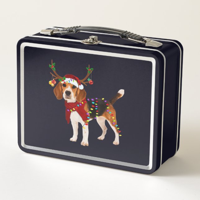 beagle dog christmas Classic T-Shirt Metal Lunch Box (Front)