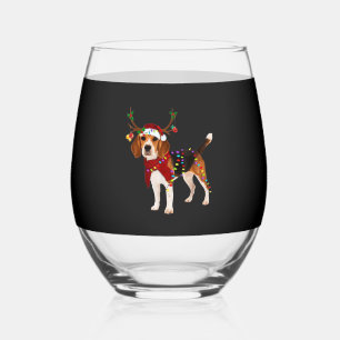 beagle dog christmas Classic T-Shirt Stemless Wine Glass