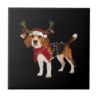 beagle dog christmas Classic T-Shirt Tile