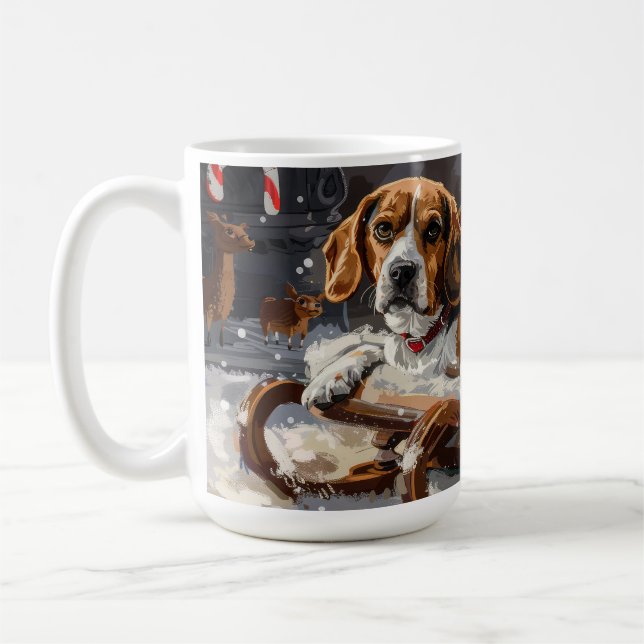 Beagle Dog Christmas Festive Coffee Mug (Left)
