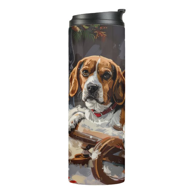 Beagle Dog Christmas Festive Thermal Tumbler (Rotated Left)