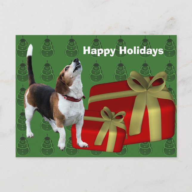 Beagle Dog Christmas Holiday Postcard (Front)