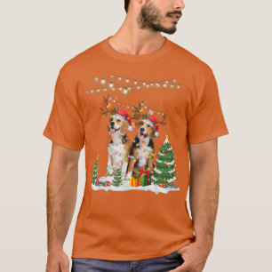Beagle Dog Christmas Light Tree Xmas Snow Santa Ha T-Shirt