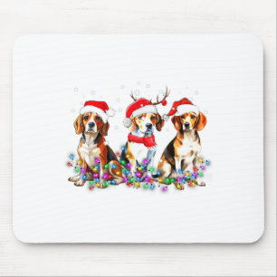 Beagle Dog Christmas Lights Cute Pet Matching Fami Mouse Pad