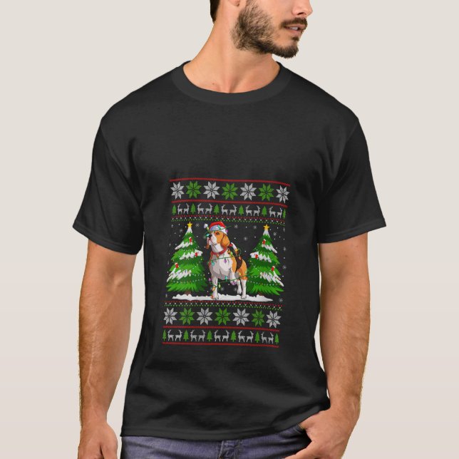 Beagle Dog Christmas Lights Xmas Ugly Sweater Chri (Front)