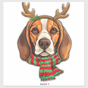 Beagle Dog Christmas Reindeer Santa Hat Funny Xmas