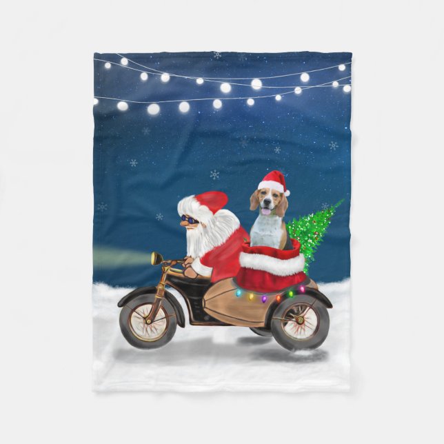 Beagle Dog Christmas Santa Claus  Fleece Blanket (Front)