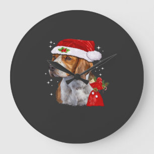 Beagle Dog Christmas T Shirt Dog Family Christmas  Large Clock