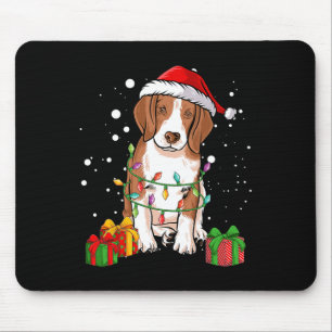 Beagle Dog Christmas Tree Lights Santa Dog Xmas Gi Mouse Pad
