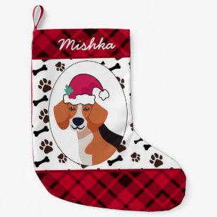 Beagle Dog Christmas With Custom Dog Name Small Christmas Stocking