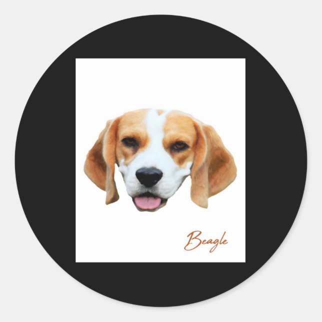 Beagle Dog Colour Portrait Classic Round Sticker (Front)