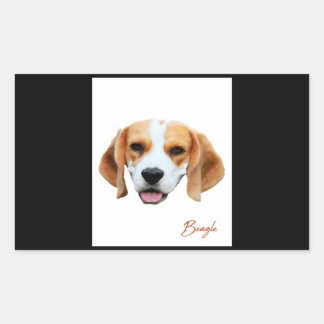 Beagle Dog Colour Portrait Rectangular Sticker