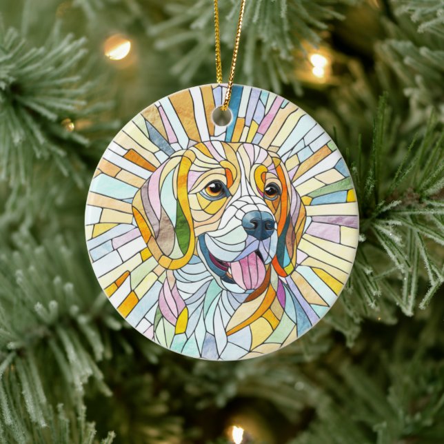 Beagle dog - Colourful Mosaic art Ceramic Tree Decoration (Tree)