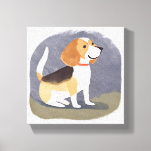 Beagle Dog Cute Pet Dog Puppy Watercolor Canvas Print