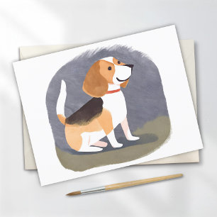 Beagle Dog   Cute Pet Dog Puppy Watercolor Postcard