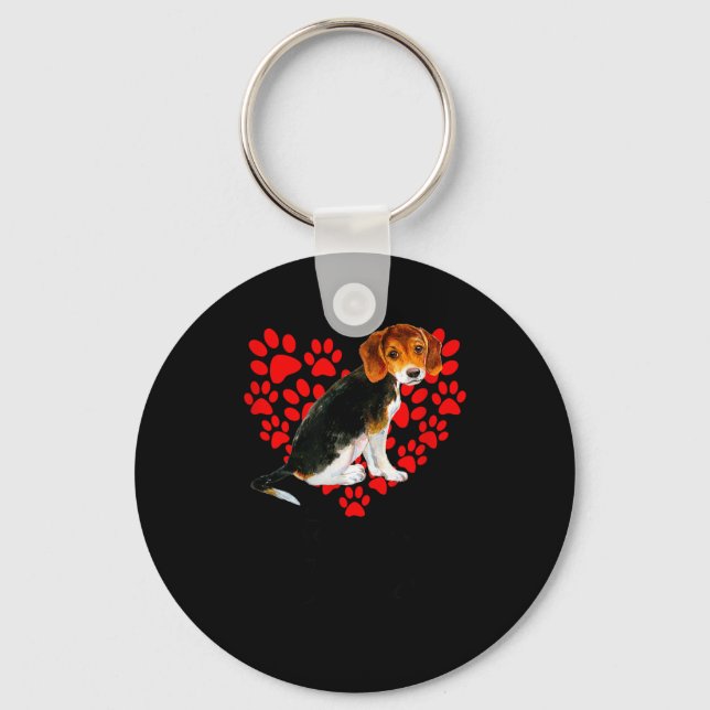 Beagle Dog Cuter Than Cupid Valentines Day  Key Ring (Front)