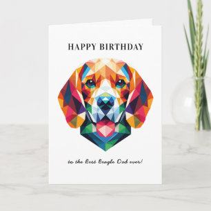 Beagle Dog Dad Personalised Modern Birthday Card
