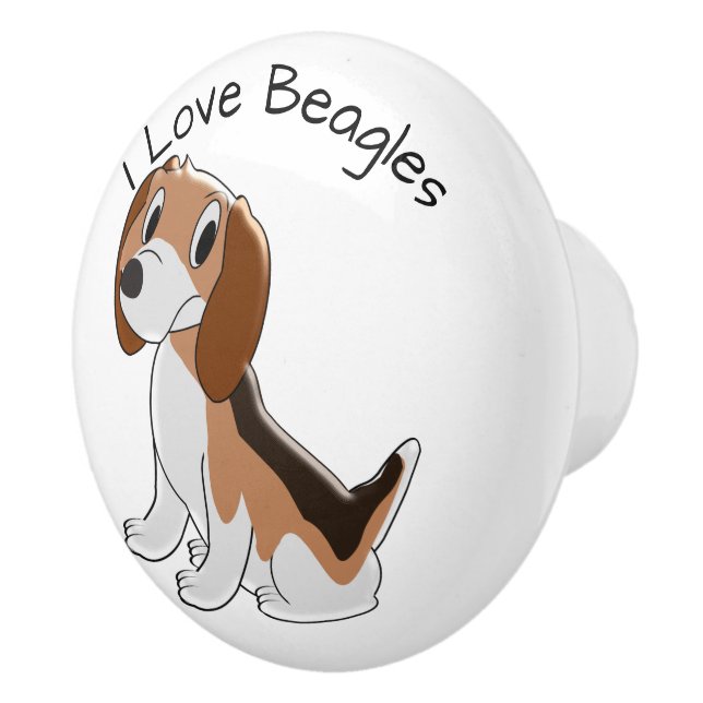 Beagle Dog Design Personalised Ceramic Knob (Right)