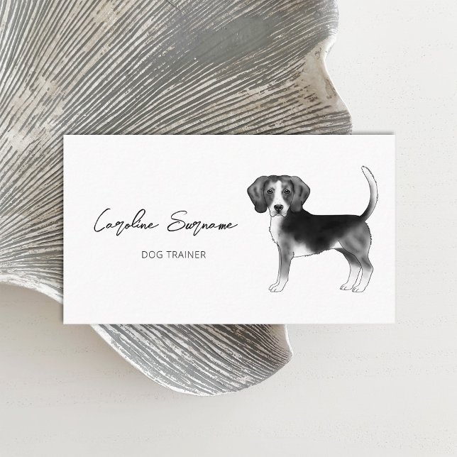 Beagle Dog Drawing In Black And White Minimalist Business Card (Creator Uploaded)