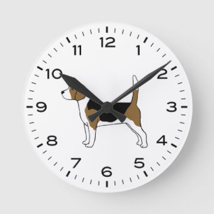 Beagle Dog Drawing Round Clock