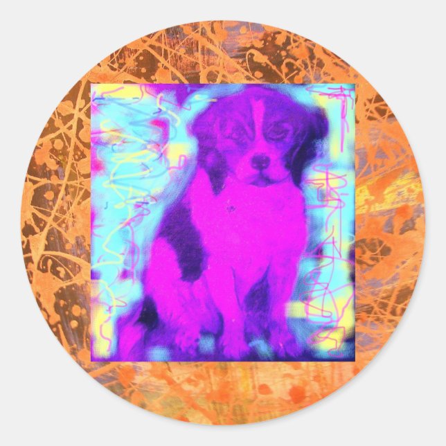 beagle dog drip classic round sticker (Front)