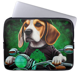 Beagle Dog driving bike St. Patrick's Day Laptop Sleeve
