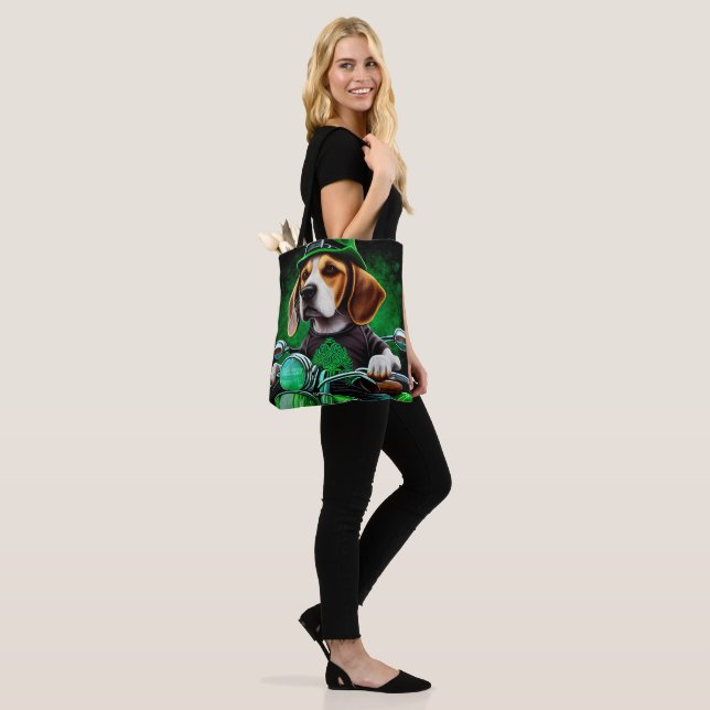 Beagle Dog driving bike St. Patrick's Day  Tote Bag (On Model)