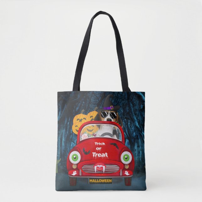 Beagle Dog Driving Car Scary Halloween Tote Bag (Front)