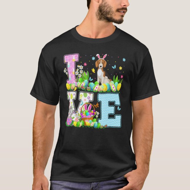 Beagle Dog Easter Egg Hunt  Love Beagle Easter Sun T-Shirt (Front)