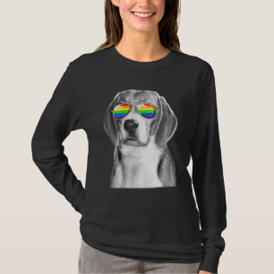 Beagle Dog Gay Pride Flag Sunglasses Lgbt T-Shirt