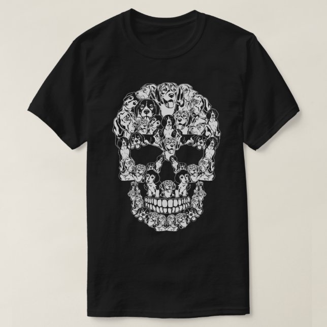 Beagle Dog Graphic Halloween Skull Costumes  T-Shirt (Design Front)