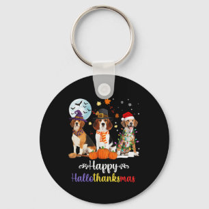 Beagle Dog Halloween Merry Christmas Happy Halloth Key Ring