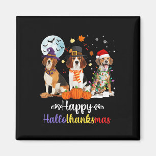 Beagle Dog Halloween Merry Christmas Happy Halloth Magnet