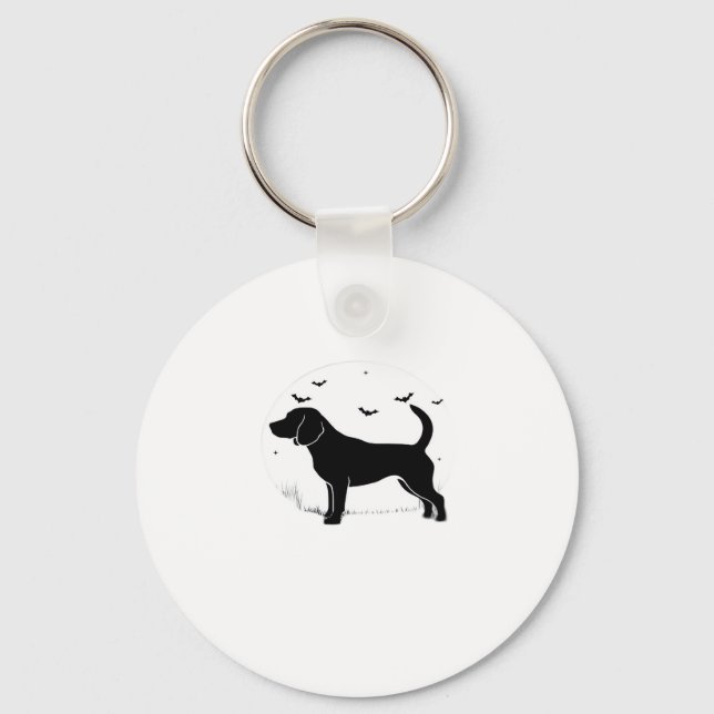 Beagle Dog � Halloween Moon Silhouette Oversized T Key Ring (Front)