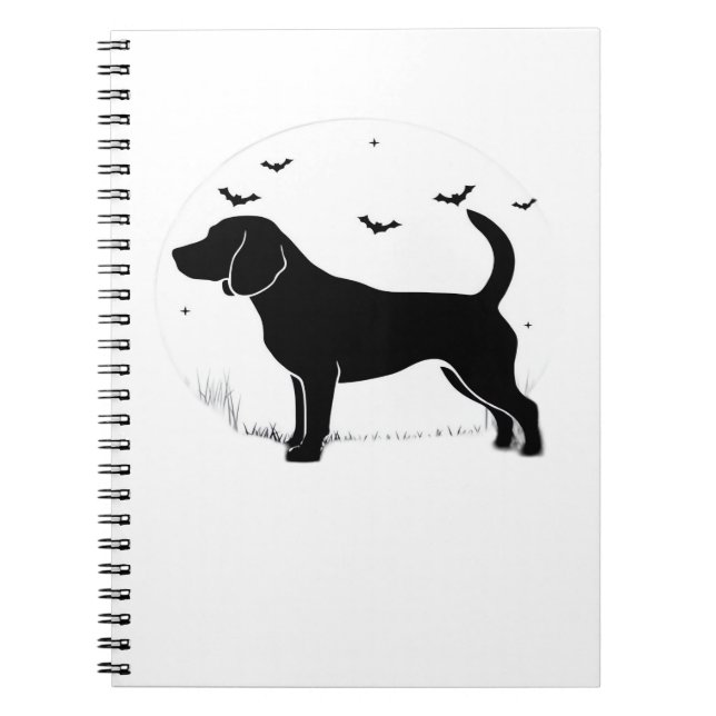Beagle Dog – Halloween Moon Silhouette Oversized T Notebook (Front)