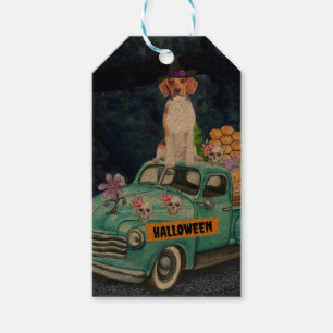 Beagle Dog Halloween Truck Scary Night Gift Tags