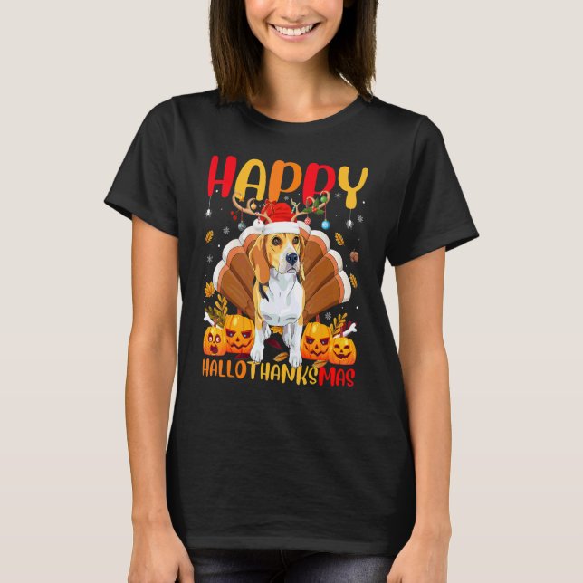 Beagle Dog  Happy Beagle Hellothanksmas T-Shirt (Front)