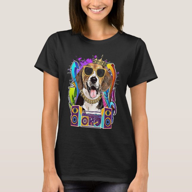 Beagle Dog Hip Hop 90s Rap Music T-Shirt (Front)