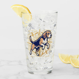 Beagle Dog Illustration - Energetic Power Graphic Glass
