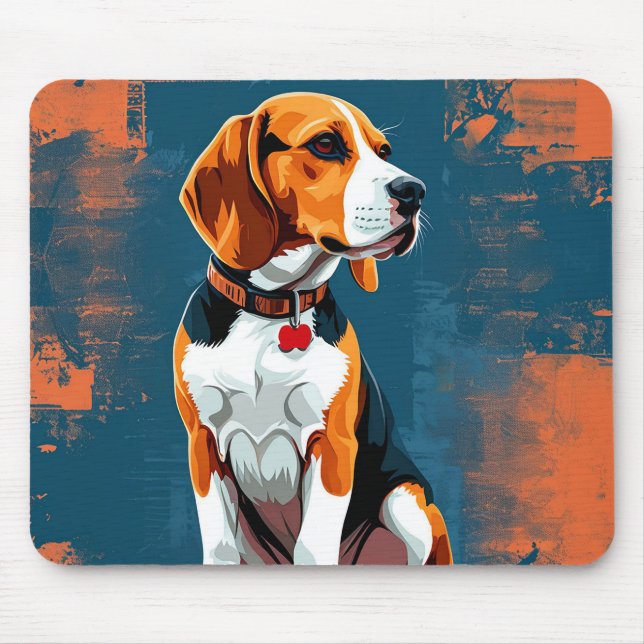 Beagle Dog in Abstract Background Mouse Pad (Front)