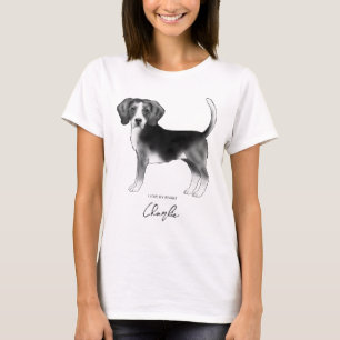 Beagle Dog In Black And White And Custom Text T-Shirt