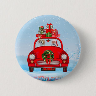 Beagle Dog In Car With Santa Claus  6 Cm Round Badge