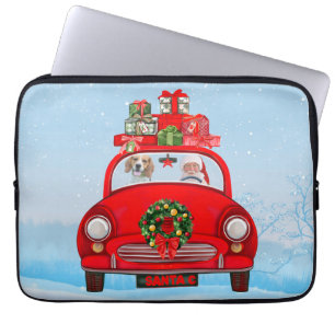 Beagle Dog In Car With Santa Claus Laptop Sleeve
