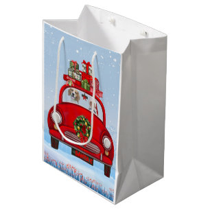 Beagle Dog In Car With Santa Claus Medium Gift Bag
