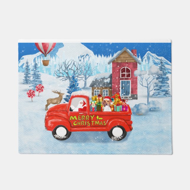 Beagle Dog in Christmas Delivery Truck Snow  Doormat (Front)