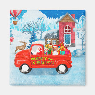 Beagle Dog in Christmas Delivery Truck Snow  Magnet