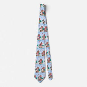 Beagle Dog In snow Christmas Dog House Tie