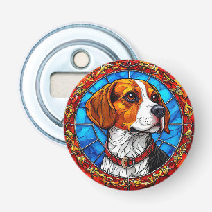 Beagle Dog in Vibrant Stained Glass Art Bottle Opener